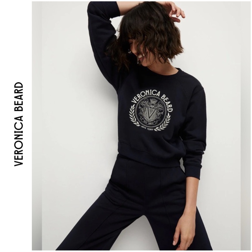 Veronica Beard Navy Sweatshirt with Emblem
